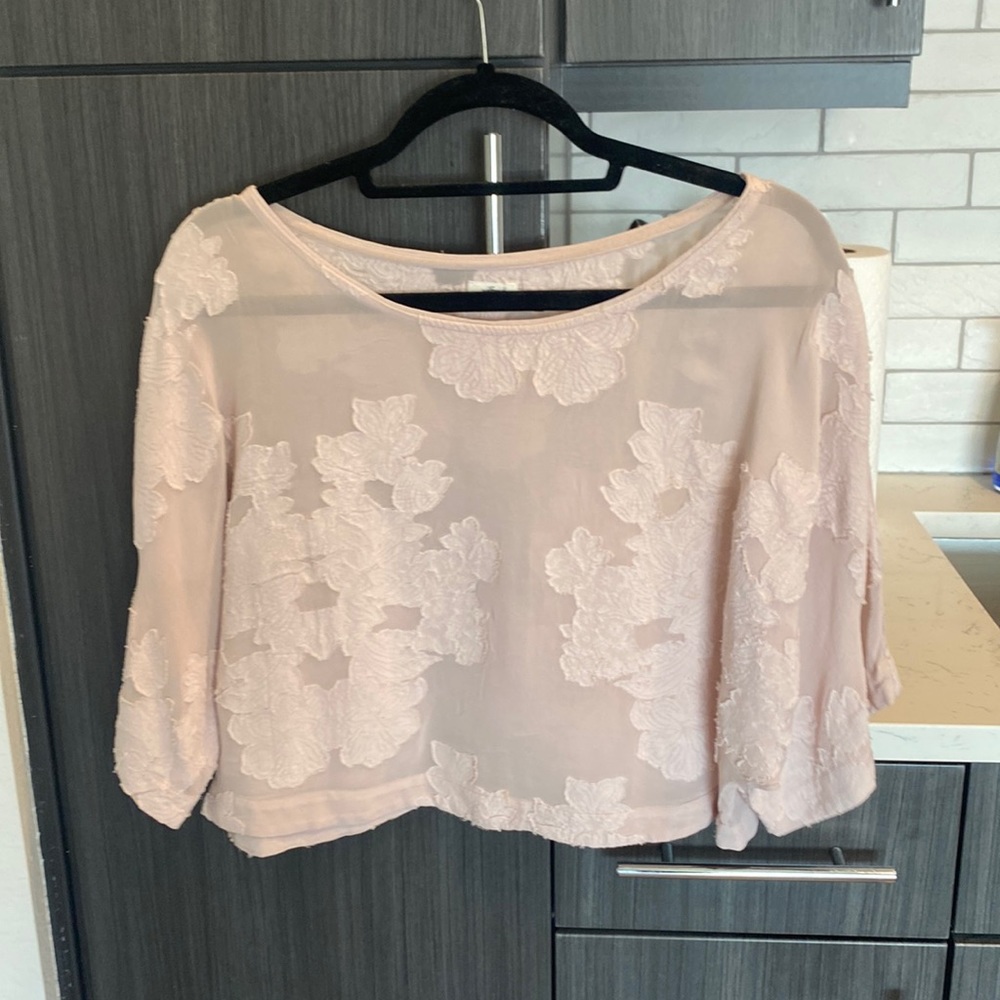 Aritzia Blush Textured Blouse
